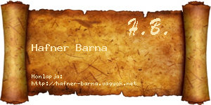 Hafner Barna névjegykártya